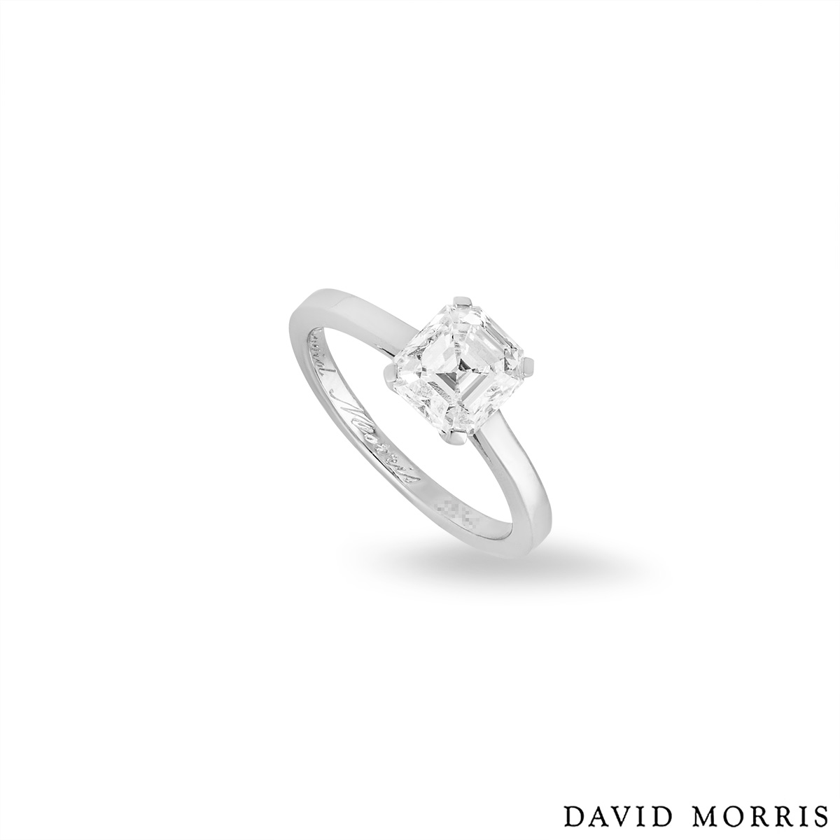 David Morris Platinum Emerald Cut Ring 1.73ct D/VS2